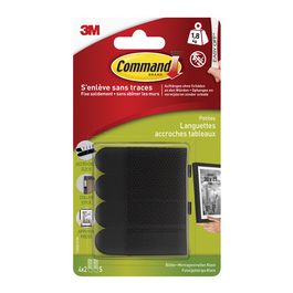 3M Command Languettes accroche-tableaux, taille: S, noir