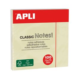 APLI Notes adhésives "CLASSIC Notes!", 75 x 75 mm, jaune