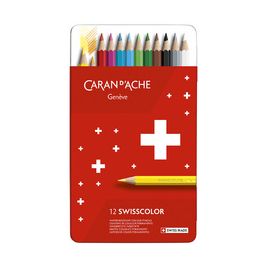 CARAN D'ACHE Crayons de couleur SWISSCOLOR, étui métal de 12
