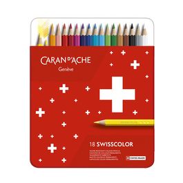 CARAN D'ACHE Crayons de couleur SWISSCOLOR, étui métal de 18