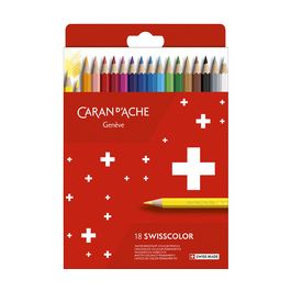 CARAN D'ACHE Crayons de couleur SWISSCOLOR,étui carton de 18
