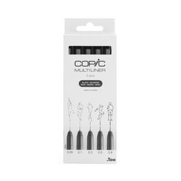 COPIC Feutre fin MULTILINER, set de 5, noir