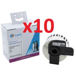 DK-22225 - Ruban cassette compatible Brother - Pack de 10 blanc