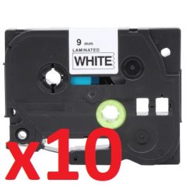 TZE-221 - Ruban cassette compatible Brother - Pack de 10 (noir, blanc)