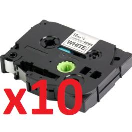 TZE-231 - Ruban cassette compatible Brother - Pack de 10 (noir, blanc)