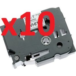 TZE-251 - Ruban cassette compatible Brother - Pack de 10 (noir, blanc)