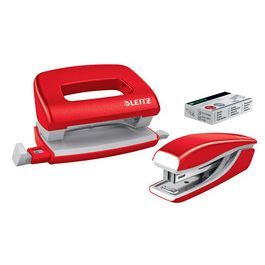 LEITZ kit mini agrafeuse et perforateur Nexxt WOW, rouge