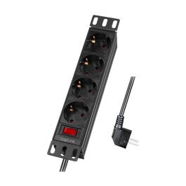LogiLink 10" Steckdosenleiste, 4-fach, mit Schalter, schwarz