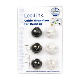 LogiLink Attache-câbles, autoadhésif, en blanc & noir