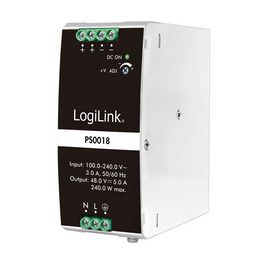 LogiLink Bloc d'alimentation pour rail DIN, 240W, 48V, blanc