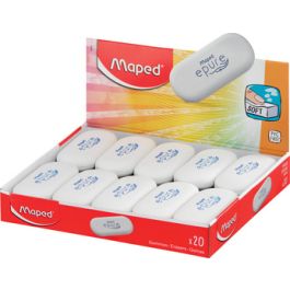 Maped Gomme plastique Epure, ovale, blanc, présentoir de 20 x20