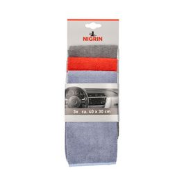 NIGRIN Chiffon en microfibres pour voiture, set de 3 pièces