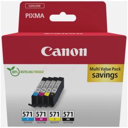 0386C005 / CLI-571 - cartouches de marque Canon - multipack 4 couleurs : noire, cyan, magenta, jaune