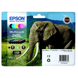 C13T24384021 / 24XL - cartouches de marque Epson - multipack 6 couleurs : noire, cyan, magenta, jaune