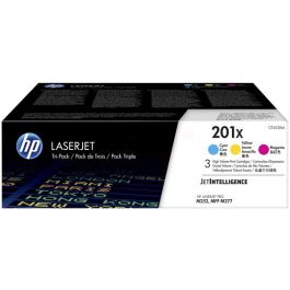 CF253XM / 201X - toners de marque HP - multipack 3 couleurs : cyan, magenta, jaune