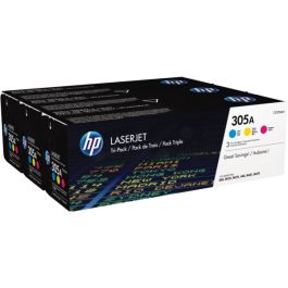 CF370AM / 305A - toners de marque HP - multipack 3 couleurs : cyan, magenta, jaune