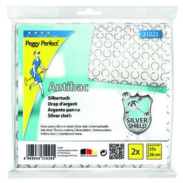 Peggy Perfect Chiffon d'argent "Antibac", pack de 2