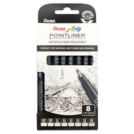 Pentel Feutre technique permanent Pointliner, set de 8, noir