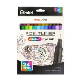 PentelArts Feutre POINTLINER colour dye ink, étui de 24