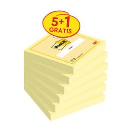 Post-it Bloc-note adhésif, 76 x 76 mm, jaune, 5+1 gratuit