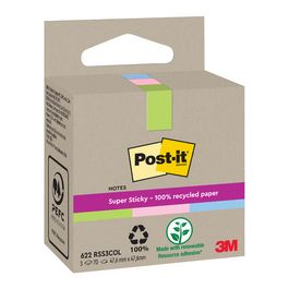 Post-it Bloc-note super sticky Recycling notes, coloré