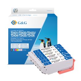 C13T24384011 / 24XL - cartouches qualité premium compatible Epson - multipack 6 couleurs : noire, cyan, magenta, jaune