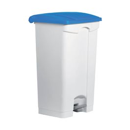 helit Poubelle à pédale "the step", 90 litres, blanc/bleu