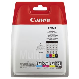 0386C005 / CLI-571 - cartouches de marque Canon - multipack 4 couleurs : noire, cyan, magenta, jaune
