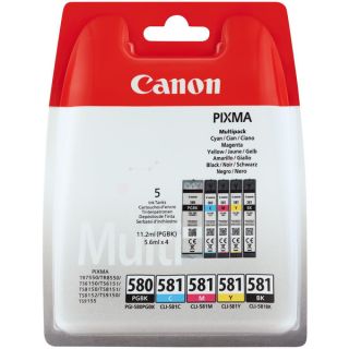 2024C006 / PGI-580 CLI-581 - cartouches de marque Canon - multipack 5 couleurs : noire, cyan, magenta, jaune