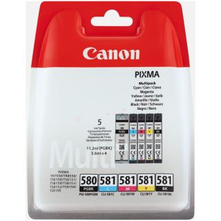 2078C007 / PGI-580 CLI-581 - cartouches de marque Canon - multipack 5 couleurs : noire, cyan, magenta, jaune