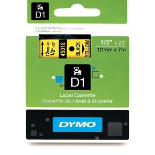 45018 / S0720580 - ruban cassette de marque Dymo - noir, jaune