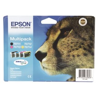 C13T07154012 / T0715 - cartouches de marque Epson - multipack 4 couleurs : noire, cyan, magenta, jaune