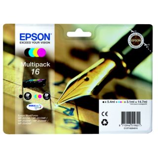 C13T16264010 / 16 - cartouches de marque Epson - multipack 4 couleurs : noire, cyan, magenta, jaune