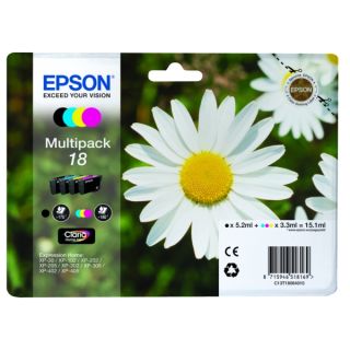 C13T18064012 / 18 - cartouches de marque Epson - multipack 4 couleurs : noire, cyan, magenta, jaune