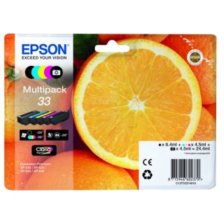 C13T33374011 / 33 - cartouches de marque Epson - multipack 5 couleurs : noire, cyan, magenta, jaune