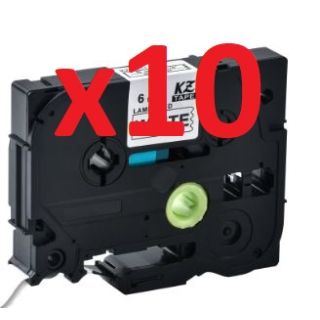 TZE-211 - Ruban cassette compatible Brother - Pack de 10 (noir, blanc)
