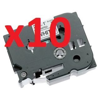 TZE-251 - Ruban cassette compatible Brother - Pack de 10 (noir, blanc)