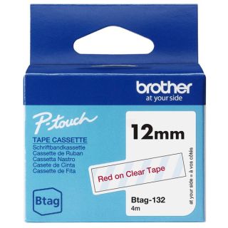 BTAG132 - ruban cassette de marque Brother - rouge, transparent