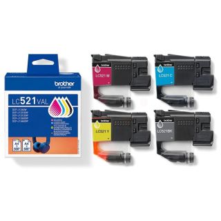 LC521VAL - cartouches de marque Brother - multipack 4 couleurs : noire, cyan, magenta, jaune