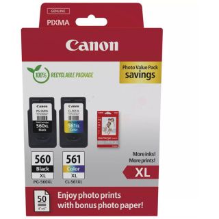 3712C008 / PG-560XL+CL-561XL - cartouches de marque Canon - multipack 2 couleurs : noire, multicouleur