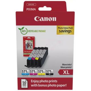 0332C005 / CLI-571 XL - cartouches de marque Canon - multipack 4 couleurs : noire, cyan, magenta, jaune