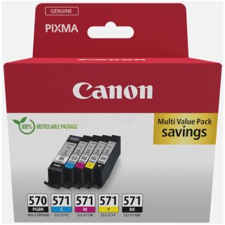 0372C006 / PGI-570 CLI-571 - cartouches de marque Canon - multipack 5 couleurs : noire, cyan, magenta, jaune