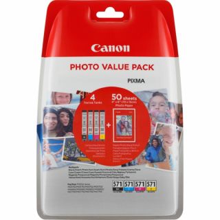 0386C006 / CLI-571 - cartouches de marque Canon - multipack 4 couleurs : noire, cyan, magenta, jaune