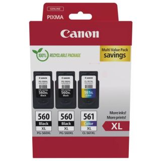 3712C009 / PG-560XL+CL-561XL - cartouches de marque Canon - multipack 3 couleurs : noire, multicouleur