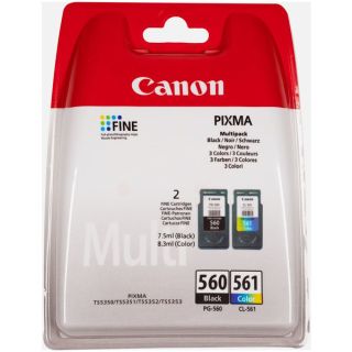 3713C006 / PG-560+CL-561 - cartouches de marque Canon - multipack 2 couleurs : noire, multicouleur