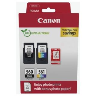 3713C008 / PG-560+CL-561 - cartouches de marque Canon - multipack 2 couleurs : noire, multicouleur