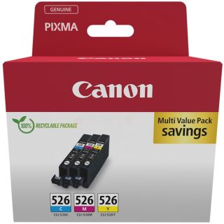 4541B012 / CLI-526 - cartouches de marque Canon - multipack 3 couleurs : cyan, magenta, jaune