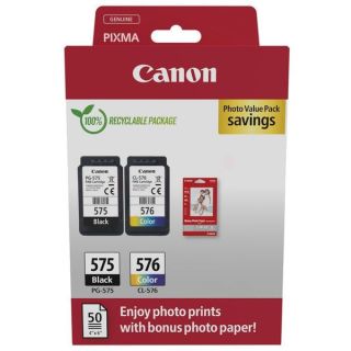 5438C004 / PG-575/CL-576 - cartouches de marque Canon - multipack 2 couleurs : noire, multicouleur