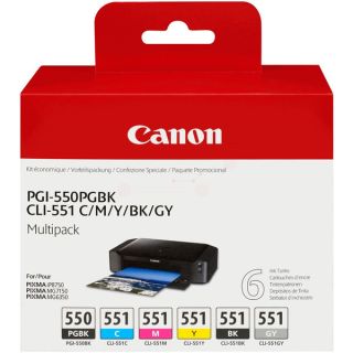 6509B013 / PGI-550/CLI-551 - cartouches de marque Canon - multipack 4 couleurs : noire, cyan, magenta, jaune