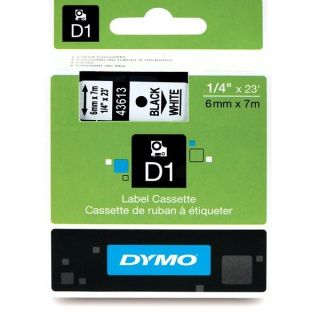 43613 / S0720780 - ruban cassette de marque Dymo - noir, blanc